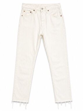 Levi’s Premium 501 White Straight-Leg Jeans Raw Hem – 24x30 EUC